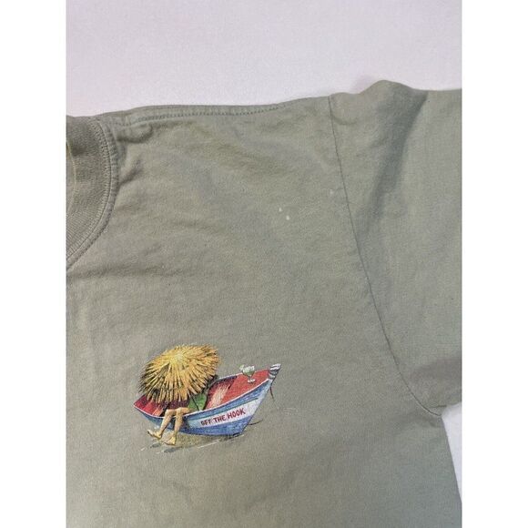 VINTAGE Caribbean Soul Relax Beach Boat Graphic T-shirt Men Medium Green 90s - Picture 4 of 9